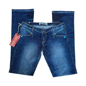 Y2K ZNARA Dark Blue Boot Cut Women's Jeans